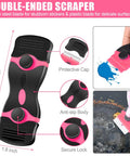 4 Pack Razor Blade Scraper Kit With 50 Blades, 20 Metal And 30 Plastic, Double Edged Handles, Long Handle Scrapers For Tackling Paint, Glue, Vinyl, Glass, Wallpaper Removal And Heavy Duty Scraping, 4.9-inch black pink scraper