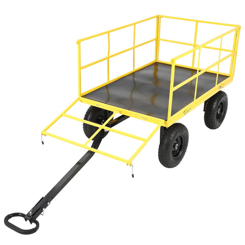Heavy Duty 1500 Pound Capacity Garden Wagon With All Terrain 13 Inch Wheels Removable Side Panels Convertible Flatbed