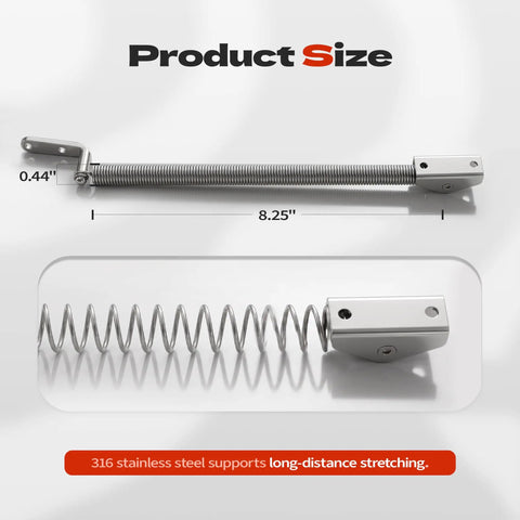 2 Pack Stainless Steel Boat Hatch Spring Support 8.25 inches long, 0.44 inches wide, ideal for securing RV camper windows.