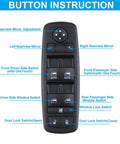 Button instructions for Left Driver Side Power Window Switch For Chrysler Town And Country 2012 2013 2014 2015 2016 Dodge Grand Caravan.