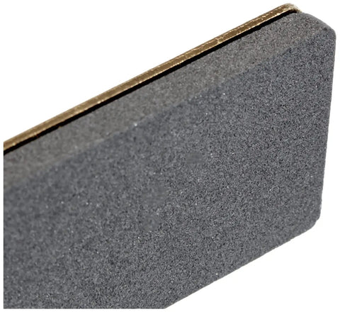 DC4 Diamond Ceramic Whetstone Sharpener For Knives, Pocket Sized, showing gold and gray finish, close-up of sharpening surface angle.