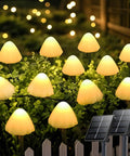 Two Pack 32 LED Mushroom Solar String Lights, 55 Ft Outdoor Waterproof Garden Decoration With 8 Lighting Modes, Warm White