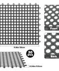 50 Pack Interlocking Drainage Mats 11.8 By 11.8 Inches Non Slip TPE Floor Tiles With Drain Holes For Bathroom Kitchen Patio Pool Deck And Garage No Brainer Easy Splice Cushioned Anti Fatigue Surface shown from front and back