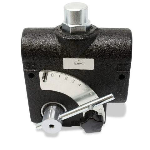 Hydraulic Adjustable Flow Control Valve With Relief, 0 To 30 GPM, 12 SAE Port, Cast Iron Body, Buna N O Ring Seals, Max 3000 PSI, Lets You Start Or Stop A Hydraulic Motor Or Cylinder With Precise, Variable Flow Great For Heavy Equipment