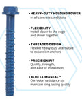 Heavy-Duty Hex Head Concrete Anchors 5/16 X 2-1/4 Inch, 15 Pack, Blue Climaseal Coating for corrosion resistance