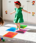 Child stepping on colorful liquid sensory floor tiles in a playroom, Liquid Sensory Colorful Floor Tiles Pack Of 4 11.8 Inch Square Dance Floor Tiles That Move With Every Step No Install Needed For Playrooms Classrooms Daycare Bars And Stores.