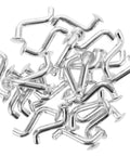 Heavy Duty Metal Pallet Rack Drop Pin Safety Clips for Shelving Systems, Secure Warehouse Storage Accessories, pile of silver J bolt pins