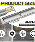 Yaocom 30-pack weldable barrel hinges, 3-1/8 x 1/2 in, carbon steel with brass pin for doors, gates, trailers.