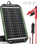15W 12V Solar Battery Charger And Maintainer With Smart MPPT Controller, Waterproof Trickle Charging Kit For Cars, Boats, RVs