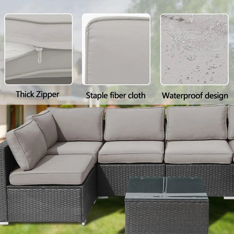 14 Piece Patio Cushion Covers Set Replacement For Outdoor Couch Cushions Splashproof Slipcovers With Zippers Cover Only Light Gray