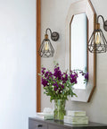 Farmhouse Plug In Wall Sconce Set Of 2 Oil Rubbed Bronze Industrial Gooseneck Lights With Polygon Cage And Easy On Off Switch For Bedroom Hallway And Living Room Decor
