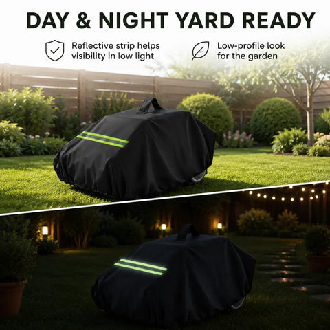 Heavy Duty Robot Lawn Mower Cover Built For Outdoor Garage Storage No Sweat Weatherproof Dock Shelter With Charging Station in garden.