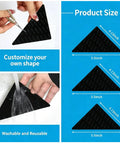 Triangle Rug Grippers For Area Rugs Set Of 12 Non Slip Pads For Hardwood Tile Or Marble Floors Dual Sided Adhesive shown with size