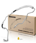 Power Steering Pressure Hose Line Assembly For Cadillac DeVille DTS Seville V8 4.6L With Hydraulic Brake Booster Pump End Leakage Free High Pressure Replacement Hose on packaging.