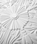 Dope Drop Ceiling Upgrade Kit With Decorative 2x2 Tile Set, 24x24 In, Spanish Floral Matte White PVC, close-up of design