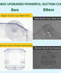 Comparison of window bird feeder with 4 ultra strong suction cups and dual seed tray versus competitor with smaller suction cups.