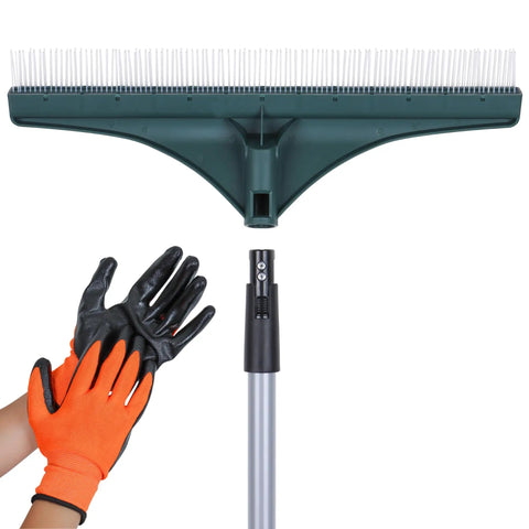 Extra Long Turf Rake For Artificial Grass Built Tough Heavy Duty Astro Turf Bristle Brush For Leaves Removal Rust Resistant