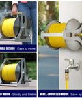 Skip The Mess And Grab This Badass Wall Mounted Garden Hose Reel, Heavy Duty Stainless Steel Swivel Rack in portable and wall-mounted modes.