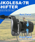 Revoshift 3x7 Speed Shifter Set for Mountain Bikes showing left lever with non-slip rubber grips