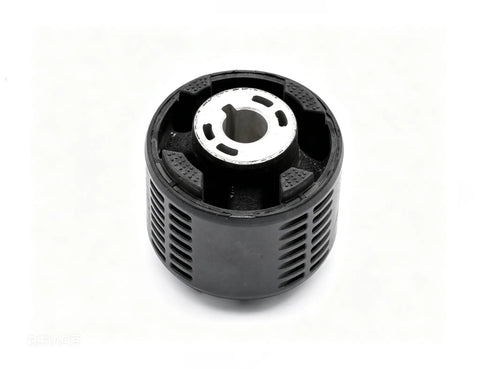 Heavy Duty Rear Motor Bushing Replacement For Tesla Model 3 And Model Y Clean Install Drivetrain Support Tight Fitment Smooth Ride Direct Drop In Vibration Control Real Deal Fix, close-up view of sturdy rubber-to-metal bushing.