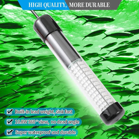 Underwater Fishing Light IP68 12V Green LED Night Light For Rivers And Lakes 180 SMD LEDs 1080 Lumens 10.8W Submersible Light