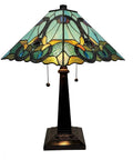 Dope Stained Glass Banker Style Table Lamp 20 Inch Tall Vintage Inspired Glass Shade For Nightstand Living Room Bedroom LED