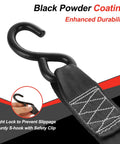 Close-up of S hook on 2 Pack 2 Inch Auto Retractable Ratchet Straps With S Hooks, Heavy Duty 15ft Self Retracting Tie Down Straps, 3310 Lbs Break Strength