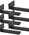 Beefy Heavy Duty Floating Shelf Brackets Set 0.2 Inch Thick Industrial Black Steel L Brackets Premium Solid Shelf Supports For 6 Inch Floating Shelves Hardware Pack Of 6