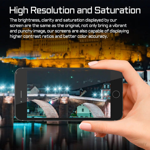 Hand holding phone displaying high resolution image, representing iPhone 8 And SE 2020 4.7 Inch LCD Screen Replacement Full Assembly Digitizer With 3D Touch Black Front Panel Fix Kit And Tools For A1863 A1905 A1906 A2275 A2298 A2296.