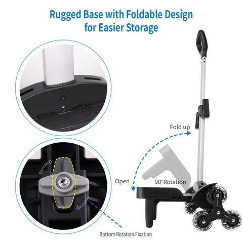 Foldable Backpack Trolley With Aluminum Alloy Frame Six Wheel Luggage Cart showing foldable design and rugged base