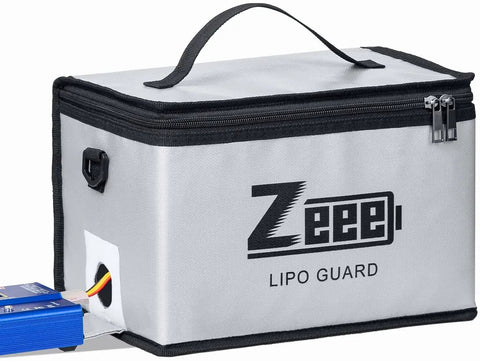 Heavy Duty LiPo Battery Safe Bag for Storage and Charging, Large Capacity Fireproof Pouch with 10-Cell Adjustable Design