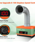 Powerful Desktop Solder Fume Extractor With 2 In 1 HEPA And Activated Carbon Filter, shown with digital display and rotary control