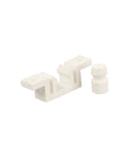 Top Tier Closet And Folding Door Latch Plus Strike Assembly Kit designed for standard RV accordion doors, featuring a white plastic latch component.