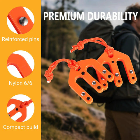 Heavy Duty Nylon Block And Tackle Pulley Set For Backcountry Game Hoisting Hella Portable Two Piece Badass Gear Rigging System For Solo Hunters And Field Operations - reinforced orange nylon components.