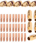 Mig Welding Gun Accessory Kit 0.030 Inch For M-10 M-15 H-9 H-10 Welders, 40 Pcs Set featuring contact tips, nozzles, and diffusers