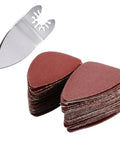 51Pcs 50mm Triangular Finger Oscillating Sanding Pads Kit for multi tools, showing triangular and finger sand disc detail