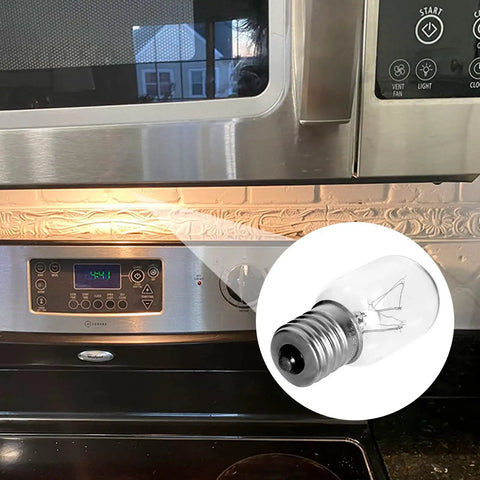 Microwave Light Bulbs 125V 40W for GE Whirlpool Maytag Kenmore Over Range Hood Dimmable Replacement Bulbs 2 Pack shown installed