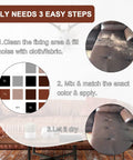 Vinyl And Leather Repair Kit For Furniture Sofa Jacket Couches Car Seats And Purses With Easy Step By Step Instructions To Match Any Color And Restore Any Material Bonded Pleather Genuine Leather; showing 3 easy steps for sofa repair.