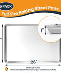 Six Pack Full Size Aluminum Baking Sheets Set, Nonstick Durable Cookie Sheets 26 By 18 Inches, NSF Certified dimensions
