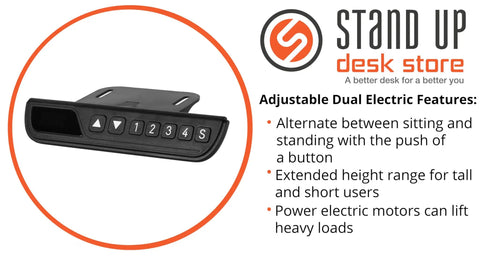 Slick Electric Standing Desk With Genuine Solid Wood Top And Easy Programmable Memory Controls Dual Motor Lift Mechanism For A Hustle Ready Sixty Inch Workstation Setup close-up of dual electric control panel with height adjustment buttons.
