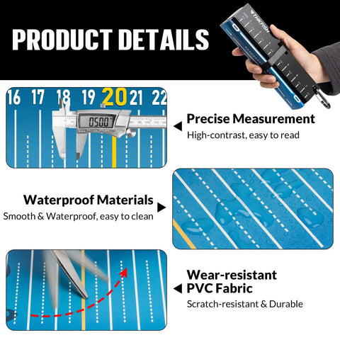 53 Inch Waterproof Folding Fishing Ruler With Bump Board Measuring Board Portable Tape For Boat Life Kayak Trips And Yacht Rigs Blue Great For Measuring Big Catches On The Go product details with precise measurement and waterproof materials.