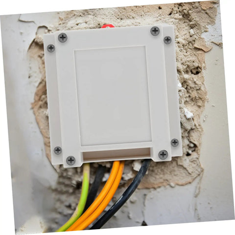 55A Compact ABS Electrical Distribution Enclosure For Control Panels Weatherproof Box installed with cables in wall