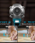 Kick Ass Cordless Drill And Brushless Impact Driver Power Tool Combo Kit For Home Diy Tasks shown in action driving screws.