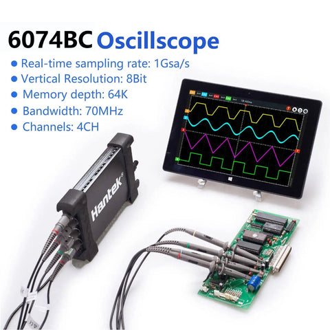 4 Channel Oscilloscope Kit With 70 MHz Bandwidth And 1 GSa Per Second Sampling, 23 Piece Pro Grade Set, Includes Pass Fail Test
