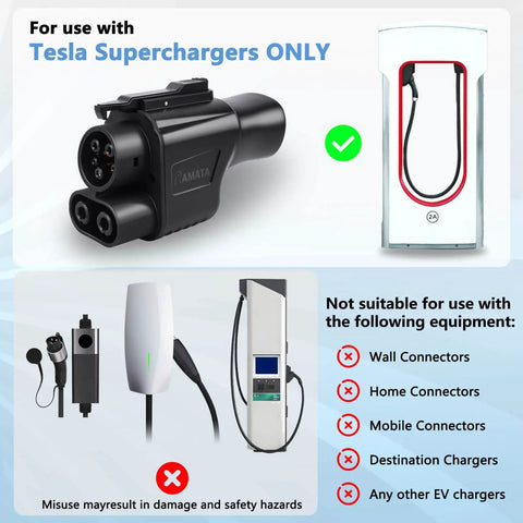 Top Tier Nacs To Ccs Adapter Dc Fast Charging No Sweat Ev Converter for Tesla Superchargers, black plug with safety indicators.