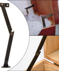 Two Pack Brass Lid Support Hinges With Mounting Screws For Furniture Wooden Boxes Jewelry Cases Chests Cabinets Cupboards Folding Lift Up Stay Hinges For Easy Access And Secure Lids 7.87 Inches Long 1.57 Inches Wide