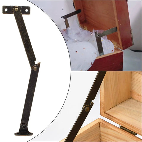 Two Pack Brass Lid Support Hinges With Mounting Screws For Furniture Wooden Boxes Jewelry Cases Chests Cabinets Cupboards Folding Lift Up Stay Hinges For Easy Access And Secure Lids 7.87 Inches Long 1.57 Inches Wide