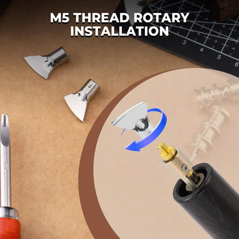 Leather Creaser Machine All-In-One Kit M5 thread rotary installation with creasing tips and screwdriver.