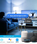Smart LED Bulbs 4 Pack With WiFi 2 4GHz and Bluetooth 5.0 No Hub Needed Compatible With Alexa and Google in living room scene