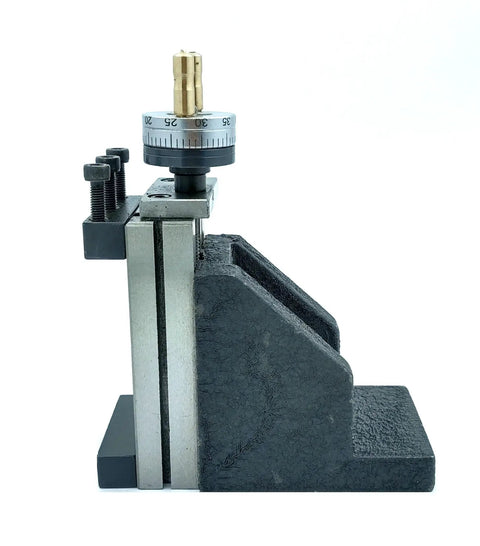 Side view of Mini Vertical Milling Slide For Bench Lathe Machine with 2 Inch Steel Vise, precision ground base, vertical travel.